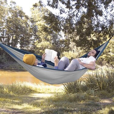 Гамак Naturehike Doppelhängematte ультралегкий для кемпінгу, подвійний, сірий - комфортний гамак для саду, пляжу, лісу