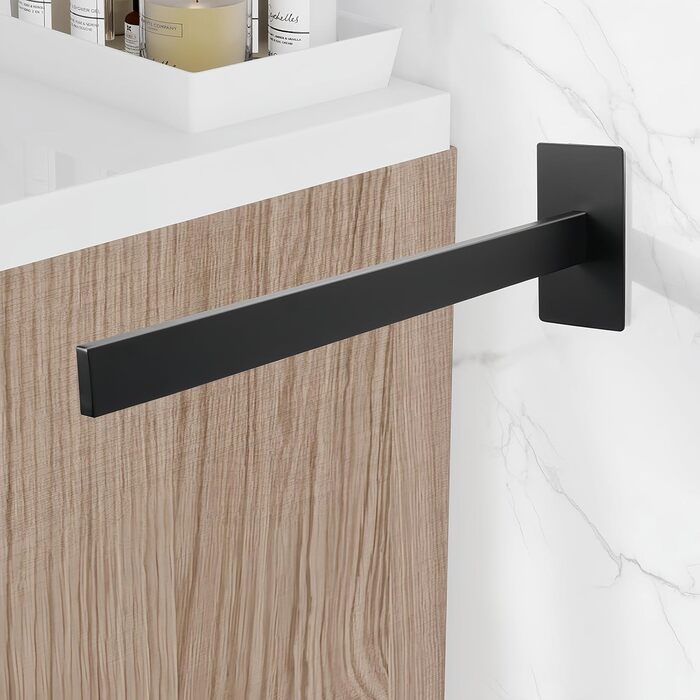 Тримач для рушників настінний з нержавіючої сталі, без свердління, подвійний, для ванної кімнати та кухні, срібний (чорний, односторонній)