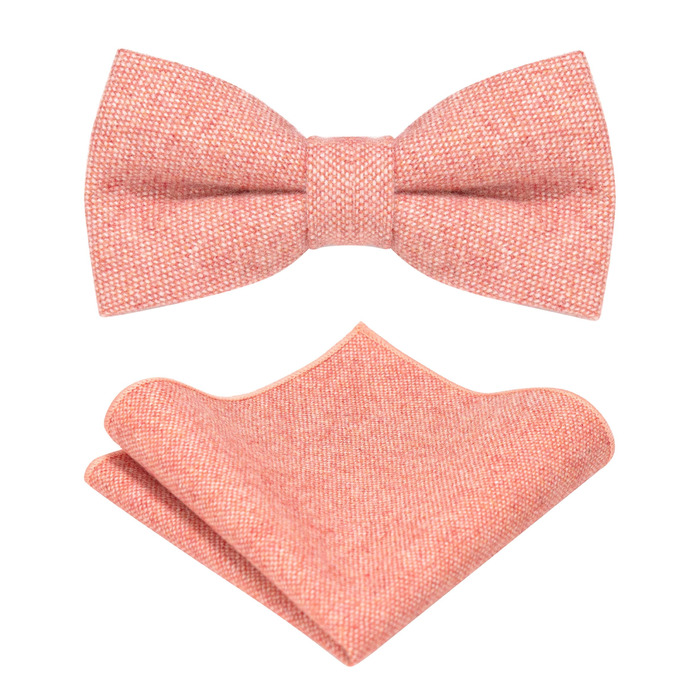 Метелик чоловіча JEMYGINS вовняна однотонна з повсті, комплект з нагрудною хусткою, рожева - осінь/зима