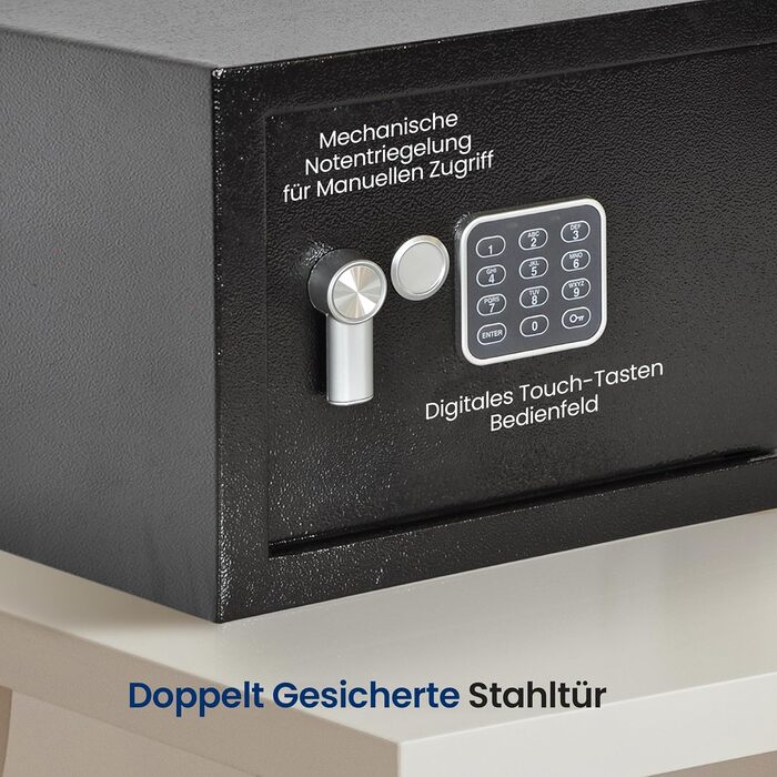 Сейф для дому SereneLife Tresor 6.3L: меблевий, вогнестійкий, цифровий замок, настінний/підлоговий, для грошей, ювелірних виробів та документів