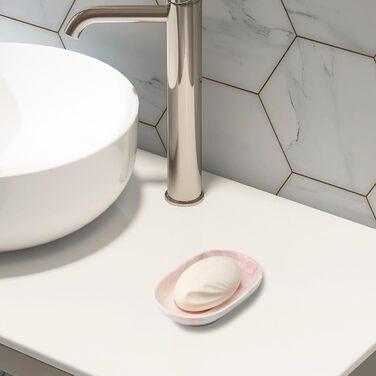 Миска для мила з кераміки, антиковзна, зелена/рожева | Мильниця для ванної, кухні, душу