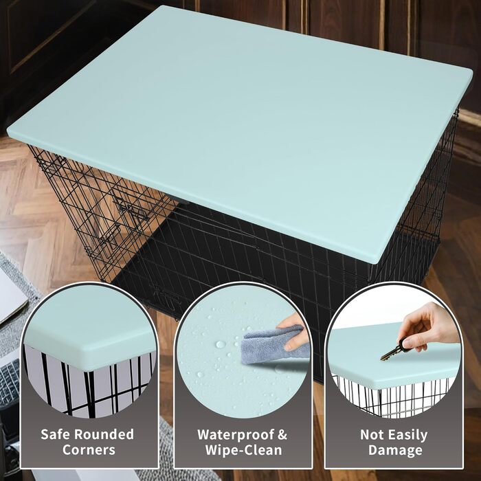 Настільний верстат для переносної клітки для собак Rockever 96,5 см, пластиковий, з антиковзким покриттям, легко миється (для клітки 91,4 см, блакитний)