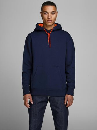 Чоловічий худі з капюшоном JACK & JONES RDD Logo, темно-синій (Navy Blazer), розмір S