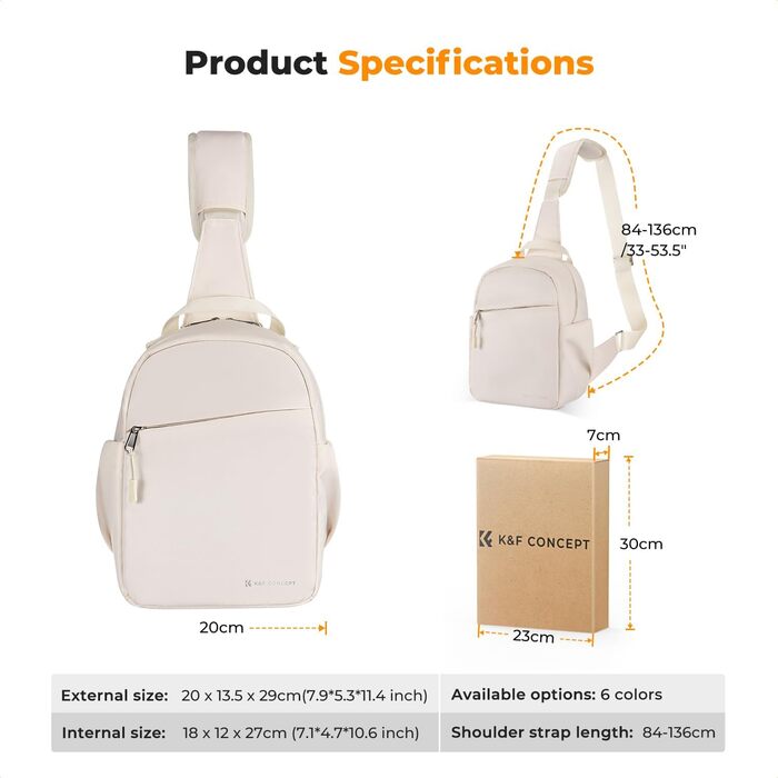 Сумка для камери K&F CONCEPT: зручна та водонепроникна сумка-рюкзак для DSLR/SLR камер, 5 літрів, білий колір