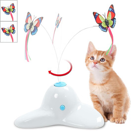 18 PCS Interactive Automatic Butterfly Cat Toy with Kitten Play Balls for House Cats Adults - 18 Pack Gift (Cream White)