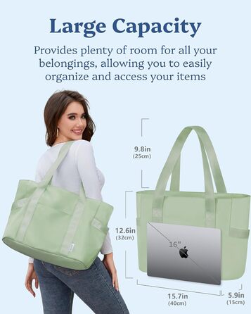 Laptop Bag for Dän, waterproof shoulder bag with 40.6 cm computer compartment for work, school, travel, violet (M, Green)