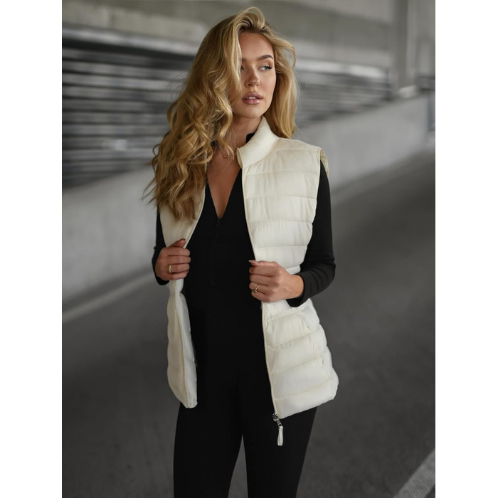Жіноча степкова жилетка OZONEE з капюшоном, без рукавів, спортивна, тепла, для осені/весни, артикул 777/1765KA (L, Ecru)