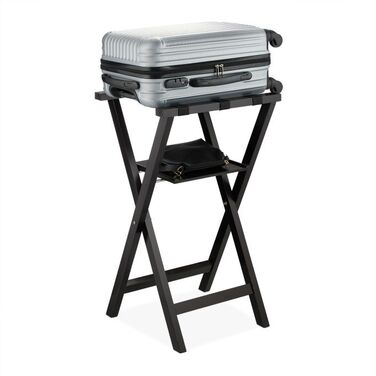 Relaxdays Black Suitcase Stand with Storage