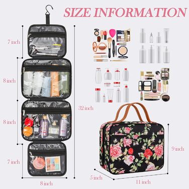 Сумка-органайзер для подорожей Ideatech, водонепроникна косметичка для жінок та чоловіків, з петлею для підвішування (чорно-жовта квітка)