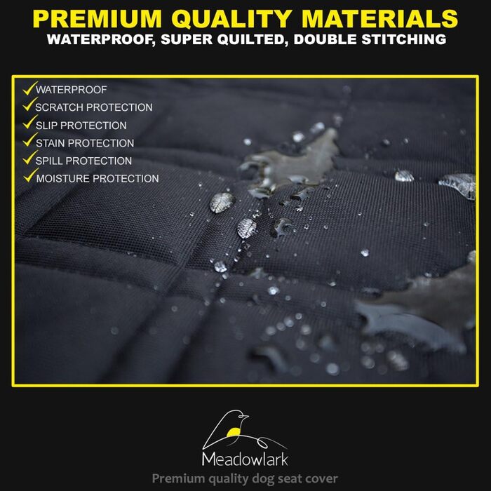 Meadowlark® Автоковдра для собак на заднє сидіння - Водостійка, повна комплектація, сітчасте вікно, захист від шерсті, бруду та подряпин, 2 чохли на підголівники, XL, Чорний (152.5 x 162.5 см)
