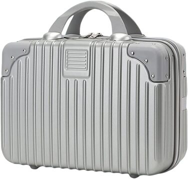Waterproof Cosmetic Case Makeup Bag Lightweight Carry-on Beauty Case with Handle and Zipper, Women's Wear-resistant Hard Shell Travel Vanity Bag for Trip (Silver)