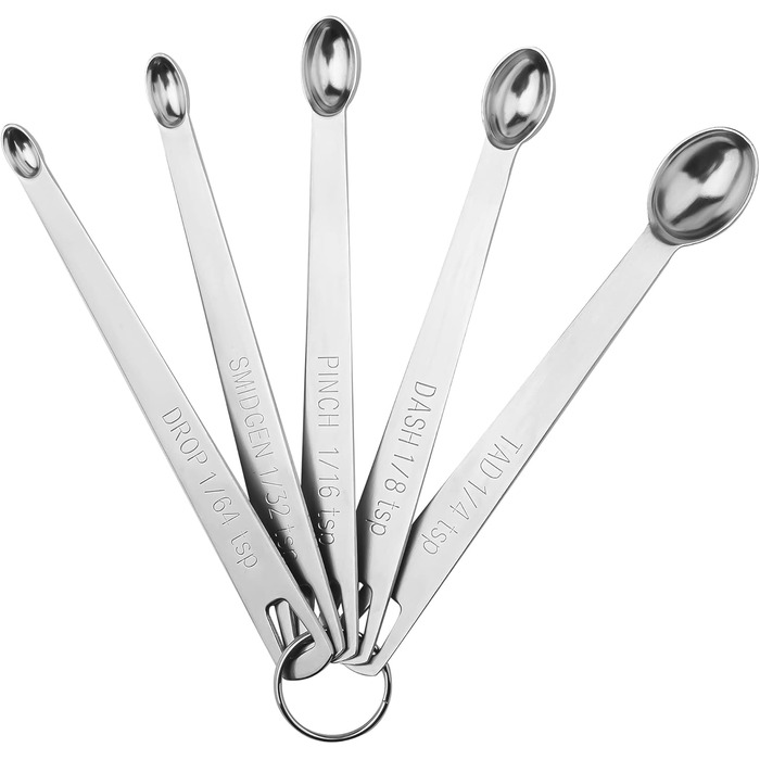 Smithcraft Measuring Cup and Spoon 16-Piece Set, 18/8 Stainless Steel, 4 Cups + 10 Spoons + 1 Leveler + 1 Equivalent, Silver