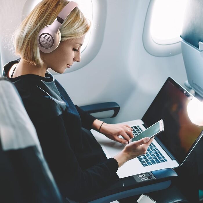 Навушники PowerLocus Bluetooth Over-Ear, бездротові, складні, з мікрофоном, Hi-Fi, глибокий бас, для телефону, планшета, ПК (Rose Gold Deep)