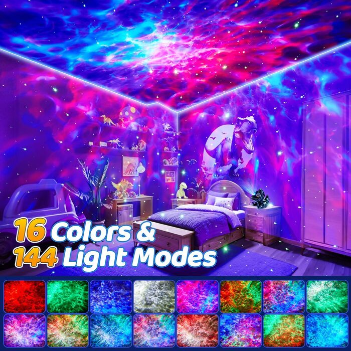 LED Starry Sky Projector, Northern Lights Lamp with 18 Lighting Modes, Night Light Sleep Aids, 15 Sound Machine, Northern Lights Lamp with Remote Control, Timer, Starry Sky Projector for Kids, Adults, Party & Decoration (Black)