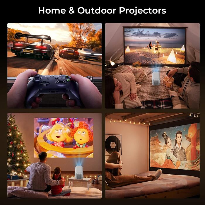 Портативний проєктор LYNCAST N300: 4K, Android 13, WiFi 6, Bluetooth 5.4, сумісний з Netflix, iOS, USB, HDMI