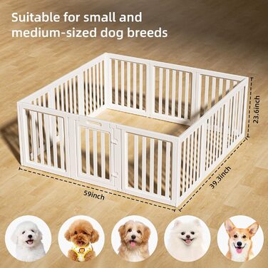 Вольєр для собак з прозорого пластику з дверцятами, легкий у встановленні та чищенні, для цуценят та собак, внутрішнє та зовнішнє використання (Білий, 77 см висота, 30,5 см)