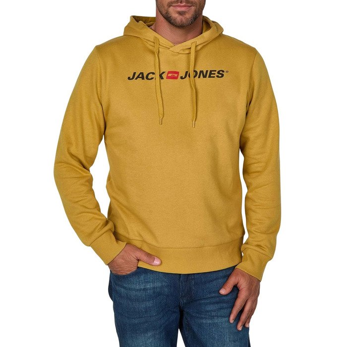 Чоловіче худі Jack & Jones JJMORTY Regular Fit з принтом, колір Mustard Gold (гірчичний)