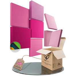 Акустичні панелі для звукопоглинання 3D, набір 8 шт, квадратні стінові панелі з градієнтом 'Sunny Shades' / 'Magnolia Shades', виготовлено в ЄС