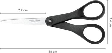 Ножиці Fiskars Essential 18 см, чорні, з якісної сталі та пластику