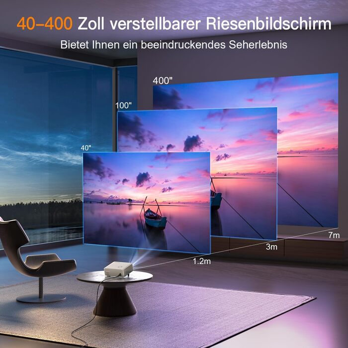 Проектор Smart Beamer 4K з автофокусом TOF 28000L, WiFi6, Bluetooth, обертання 210°, для кінотеатру вдома та на вулиці, сумісний з Netflix, PC, мобільним телефоном