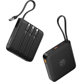 Power Bank VRURC з кабелем: швидка зарядка USB-C, павербанк