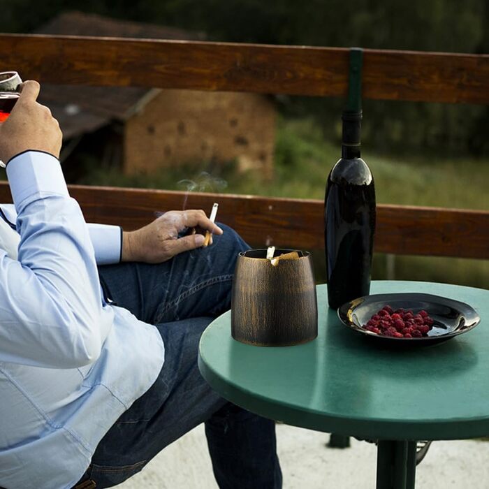 Преміум попільничка Windaschenbecher з кришкою з нержавіючої сталі, велика, захищена від вітру та дощу для вулиці та дому, попільничка на стіл, колір бронзовий