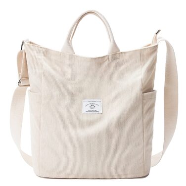 Сумка KALIDI Cord Shopper жіноча, велика, для школи, роботи, повсякденного використання, біла