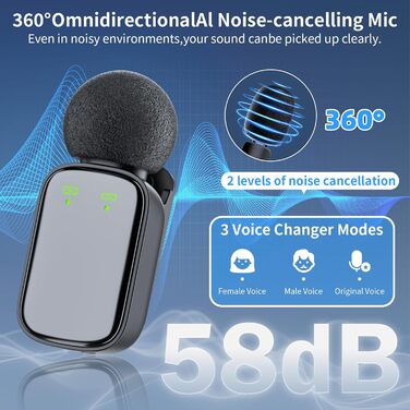 Беспроводной петличный микрофон для телефона/iPhone/iPad/камеры, мини-микрофон для стриминга, подавление шума, Plug & Play, идеален для видеосъемки, подкастов, YouTube, TikTok и интервью (S7)