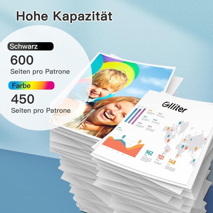 Картриджі Glliter 305XL для принтерів HP Deskjet 2800e, 2700e, 4100 та HP Envy 6000, 6420e (чорний, кольоровий), сумісні з HP 305 XL