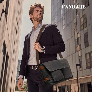 Чоловіча/Жіноча сумка через плече FANDARE для ноутбука 15.6 дюймів, Messenger Bag (Чорна)