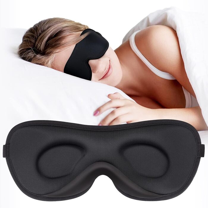 3D маска для сну Boniesun для тих, хто спить на боці, затемнювальна, ультратонкий дизайн, чорна