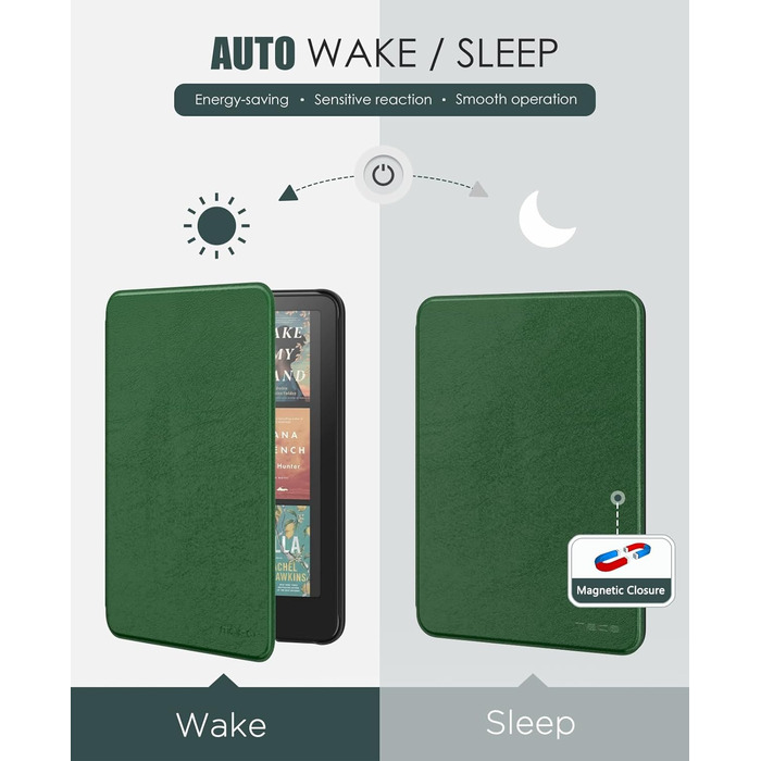 Чохол MoKo для Kindle Paperwhite 2024 (12-го покоління) та Kindle Colorsoft Signature Edition 2024, легкий з авто-ввімкненням/вимиканням, джинсовий зелений (Lotusblatt Grün)