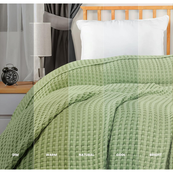 Ковдра Baumwoll Waffeldecke Utopia Bedding з бавовни, 300 GSM, 152x127 см, м'яка, легка, дихаюча, для всіх сезонів, салатовий колір