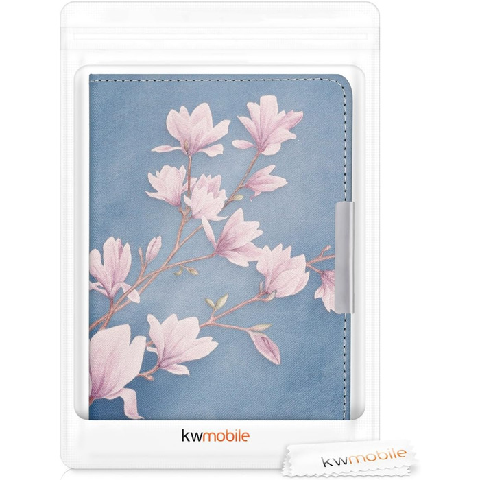 Чохол-книжка kwmobile для Tolino Shine 2 HD - квітковий принт (Pusteblume Love, білий, чорний)