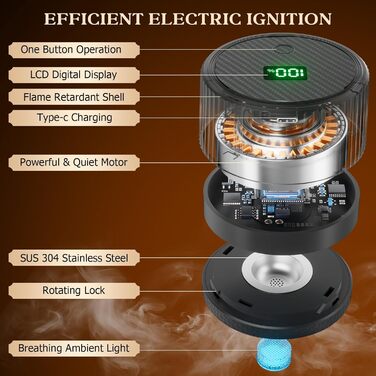 Набір для копчення коктейлів CIRYASR, електричний, без бутану, з 6 смаками, RGB-підсвічування, для віскі, бурбон, як подарунок для чоловіків