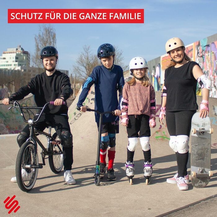 Дитячий захисний комплект SKATEWIZ для роликів – наколінники, налокітники, захист для дітей та дорослих, 6 предметів, ергономічна посадка, посилені амортизуючі вставки