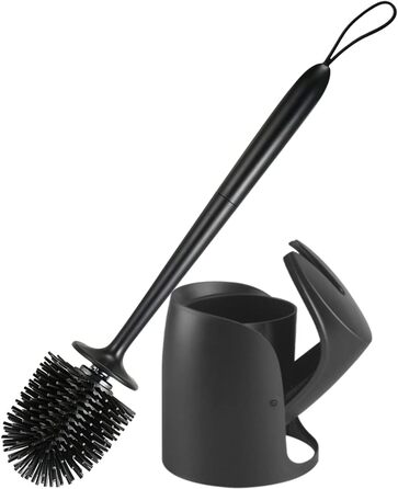 Набір для туалету: щітка з тримачем, силіконова щітка для унітазу, довга ручка, швидке висихання, настінний/підлоговий монтаж (білий та чорний)