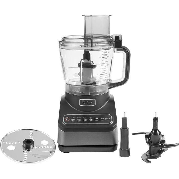 Ninja Food Processor with 4 programs; Chopping, Pureeing, Slicing, Mixing & 3 manual speeds, 2.1L bowl, chopping, slicing & dough blades, 850W, dishwasher safe, Black BN650EU Food Processor