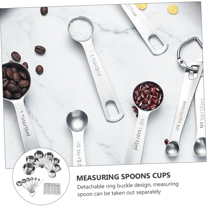 Mikinona 15St Measuring Spoon Conversion Chart Portable Rice Spoon Measuring Cup Baking Mini Shovel Measuring Cup Set Measuring Cups Set Kitchenware Multipurpose Shovel Stainless Steel Silver