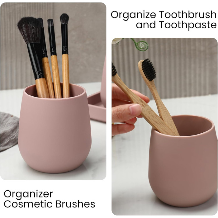 Набір для ванної кімнати AJEUNGAIN: сірий органайзер з мильницею та стаканчиком для зубної пасти, набір з 3 предметів