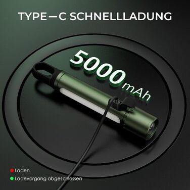 Ліхтарик LED акумуляторний 500000 люмен, 9 режимів, XHP90.2, Zoom, IPX7 водонепроникний, для кемпінгу, походів, надзвичайних ситуацій (зелений)