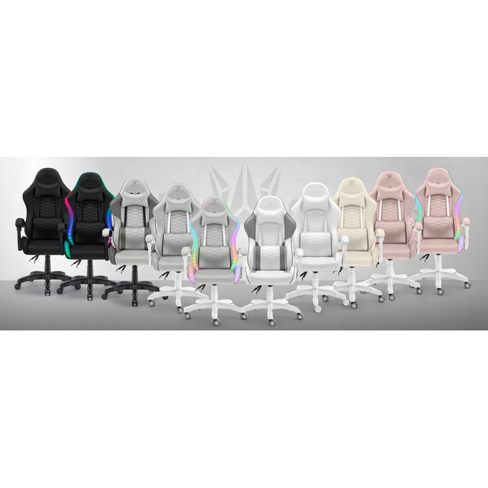 Ігрове крісло Hell's Chair HC-1000 White LED RGB, екошкіра, біле