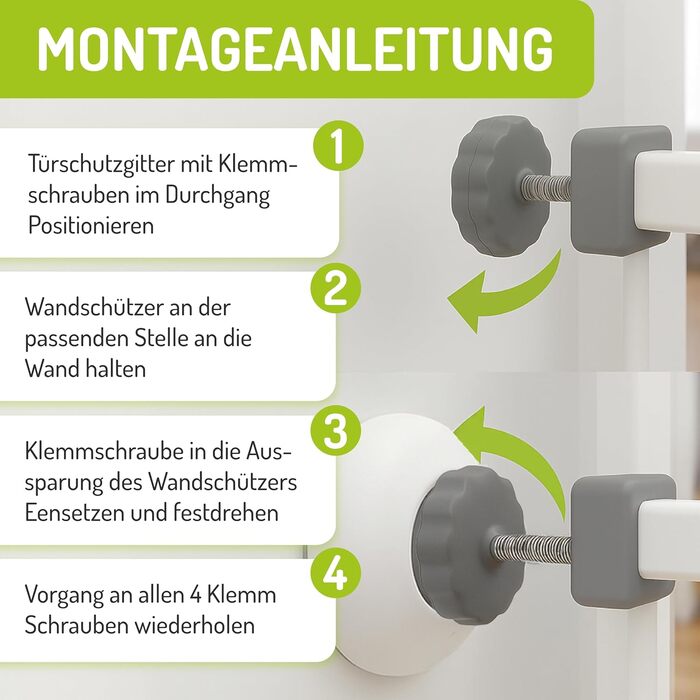 Захисний бар'єр BOMI Mira для дверей | Бар'єр для котів з люком | Ідеальний бар'єр для собак, котів та цуценят | Металевий бар'єр для собак у квартиру, білий | Ширина: (захисні накладки на стіну (2 круглі та 2 кутові))