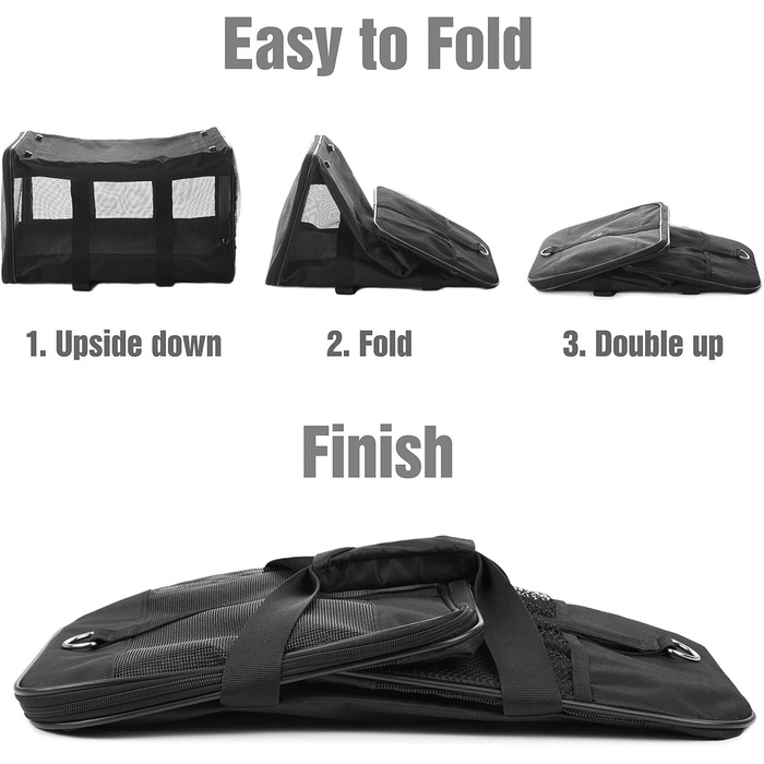 Транспортна переноска для собак та котів HITSLAM, складана, сіра (M)