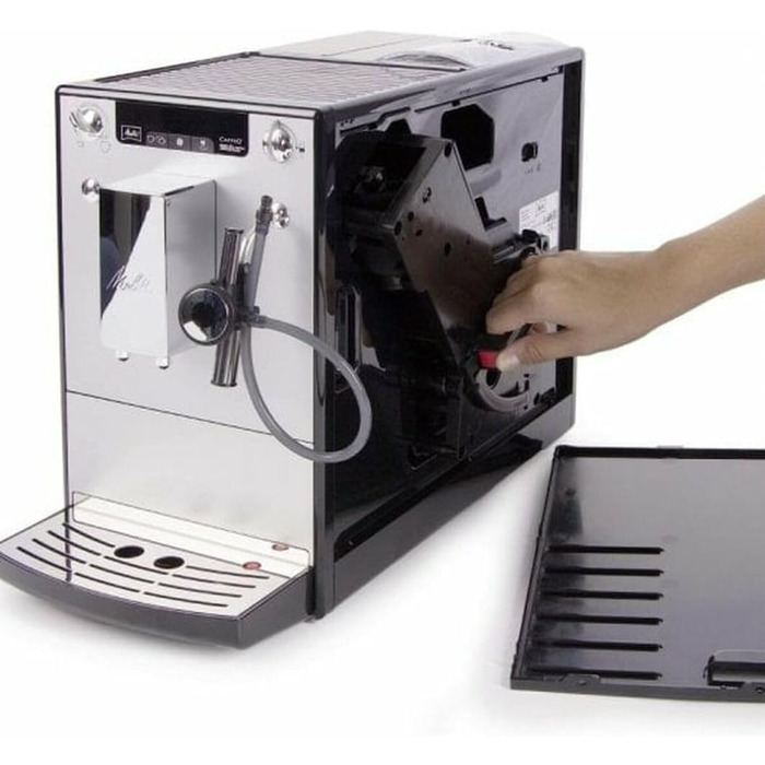 Melitta Solo & Perfect Milk – Fully Automatic Coffee Machine with Milk System, Cappuccino Machine for coffee or cappuccino, silver. Silver Fully Automatic Coffee Machine.