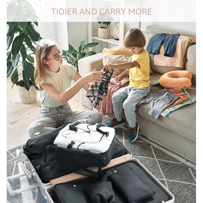 Органайзер для валізи Meowoo, набір 8 шт., кубики для пакування, чорний. Організація багажу для подорожей та бізнесу.