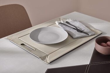 FREEFORM DUO - 2-in-1 reversible tray & placemat, black/taupe, faux leather, dimensions: 45 x 35 cm