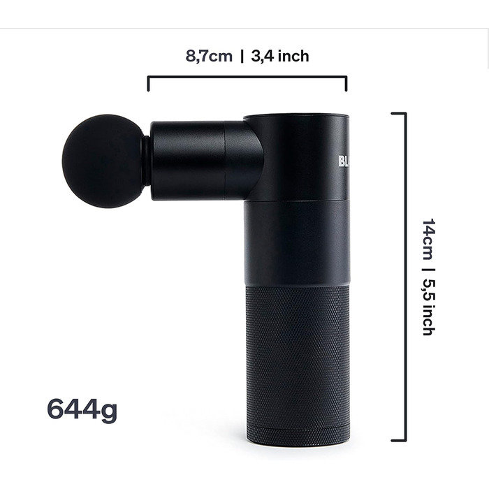 BLACKROLL® Масажер для м'язів та фасцій Fascia Gun - Міні масажер з USB-C, 4 насадки, 4 рівні інтенсивності, для зняття болю та розслаблення