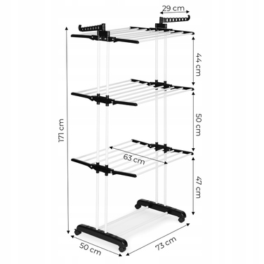 Вертикальна розкладна сушарка для одягу та білизни на колесах XXL