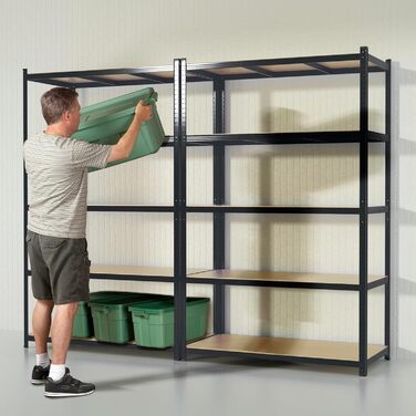 OfficeMarshal Heavy-Duty Shelving Unit - Black (150 x 75 x 30 cm)
